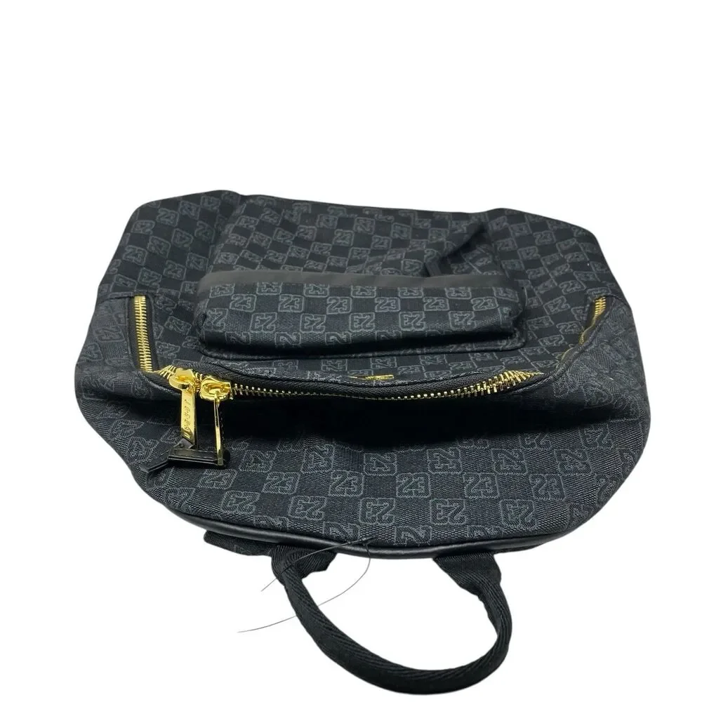 Jordan Monogram Backpack Womens 25L Black Gold Zip Jumpman School Travel Bag